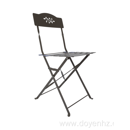 Outdoor Metal Folding Slat Chair with Leaf Pattern